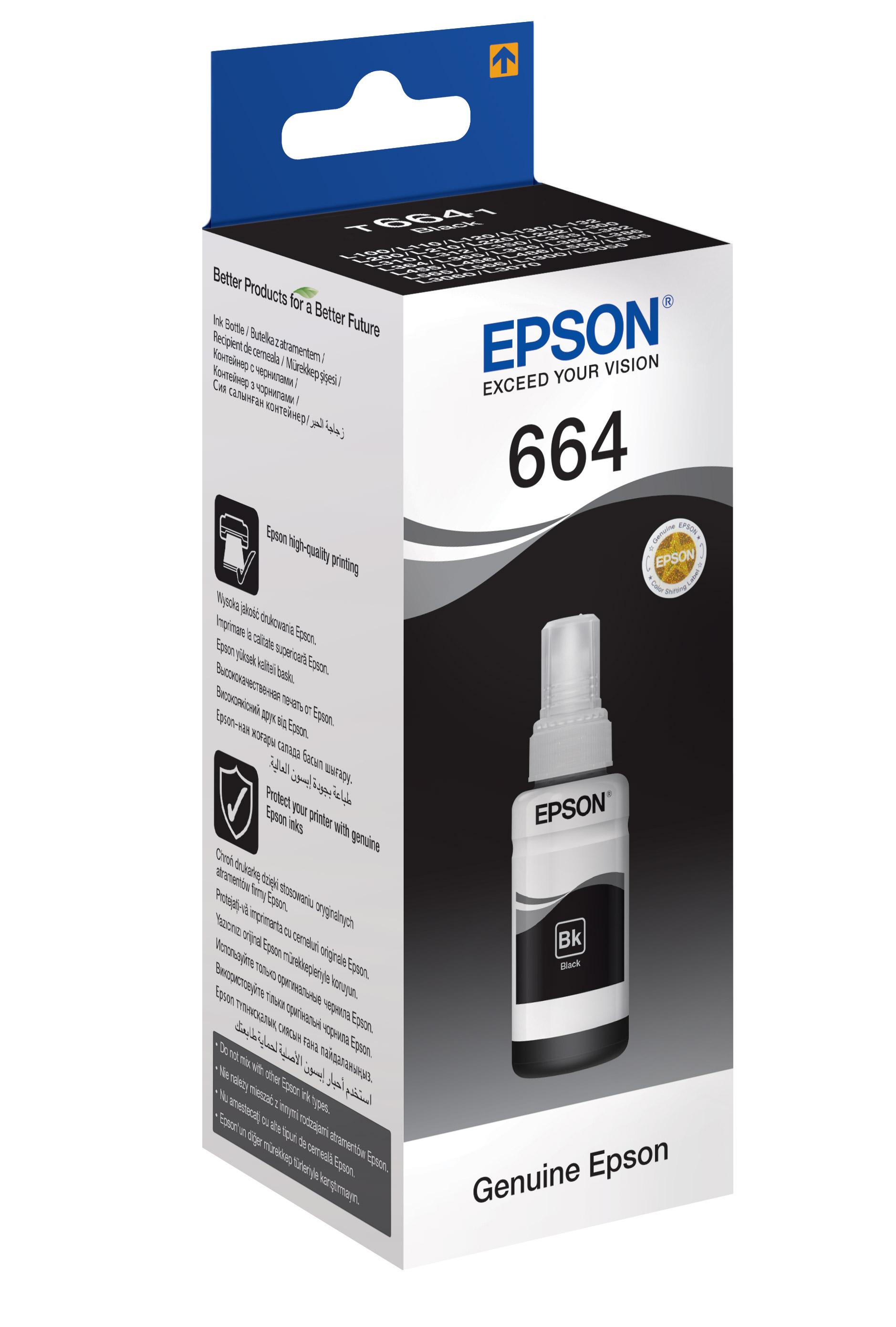 Контейнер EPSON T6641 с черными чернилами для L100/L110/L210/L300/L355, C13T66414A