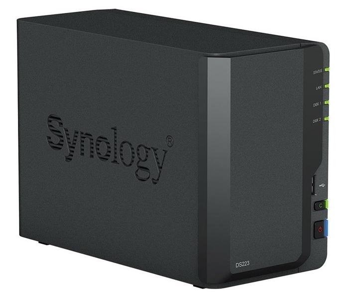 Система хранения данных Synology QC 1,7GhzCPU/2Gb/RAID0,1/upto 2HP HDD SATA(3.5')/2xUSB3.2, 1xUSB2.0/1xGbE/iSCSI/2xIPcam(up to 20)/1xPS repl DS218 1YW, DS223