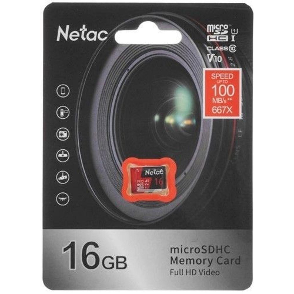 Micro SecureDigital 16GB Netac MicroSD card P500 Extreme Pro, retail version w/SD adapter, NT02P500PRO-016G-R