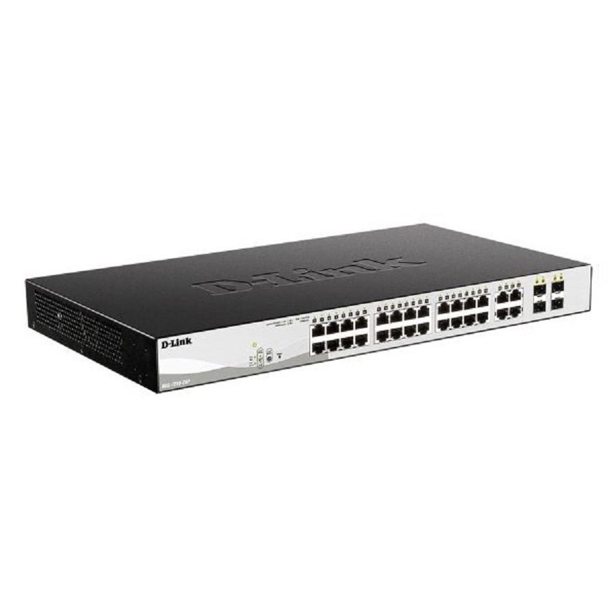 D-Link DGS-1210-28P/F5A Управляемый L2 коммутатор с 24 портами 10/100/1000Base-T и 4 комбо-портами 100/1000Base-T/SFP (24 порта PoE 802.3af/at, PoE-бюджет 193 Вт)