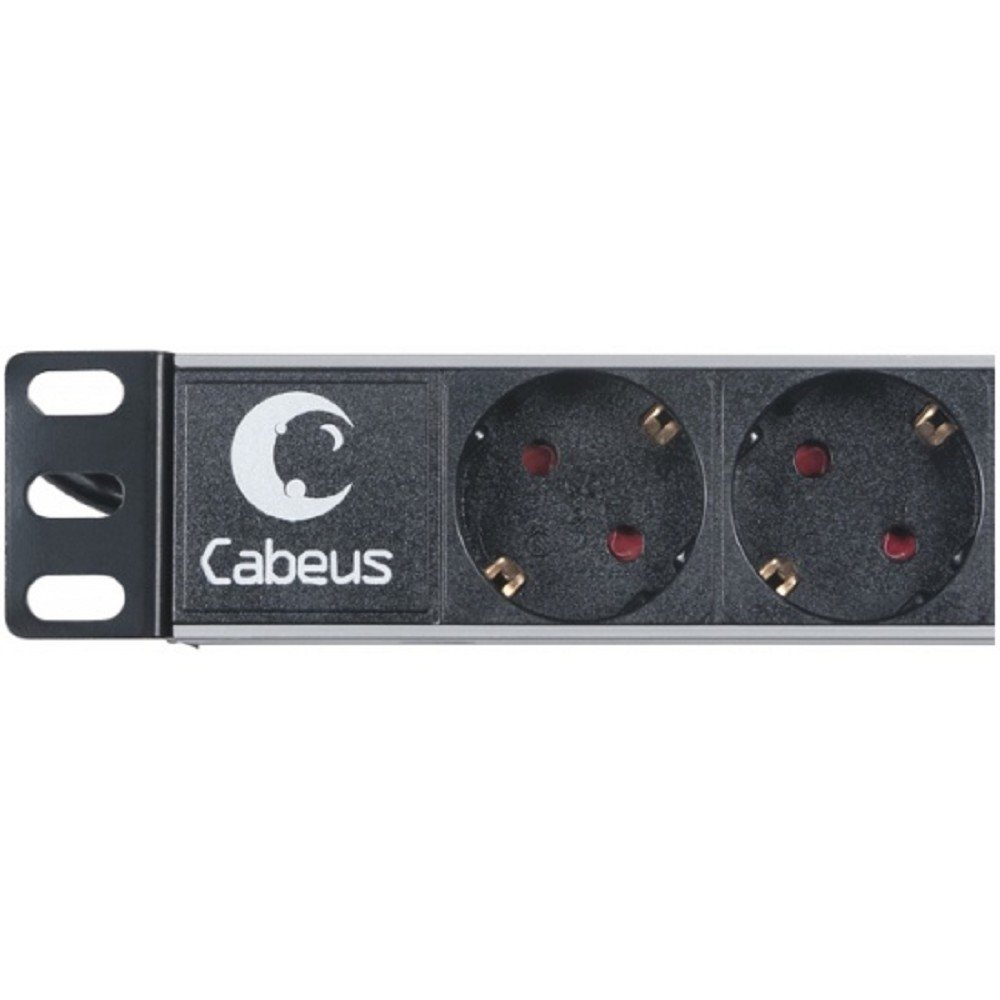 Cabeus PDU-9P-2EU Блок евророзеток для 19" шкафов, горизонтальный, 9 розеток, 16 A, без выключателя, шнур 2м, алюминиевый корпус, немецкий стандарт