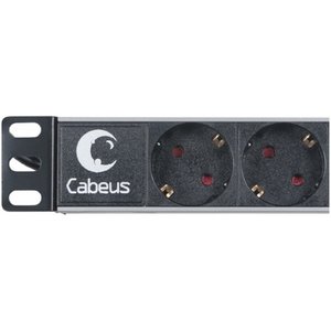 Cabeus PDU-9P-2EU Блок евророзеток для 19" шкафов, горизонтальный, 9 розеток, 16 A, без выключателя, шнур 2м, алюминиевый корпус, немецкий стандарт