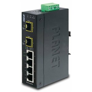 коммутатор/ PLANET IP30 Industrial 4-Port 10/100/1000T + 2-Port 100/1000X SFP Gigabit Switch (-40 to 75 degree C), IGS-620TF