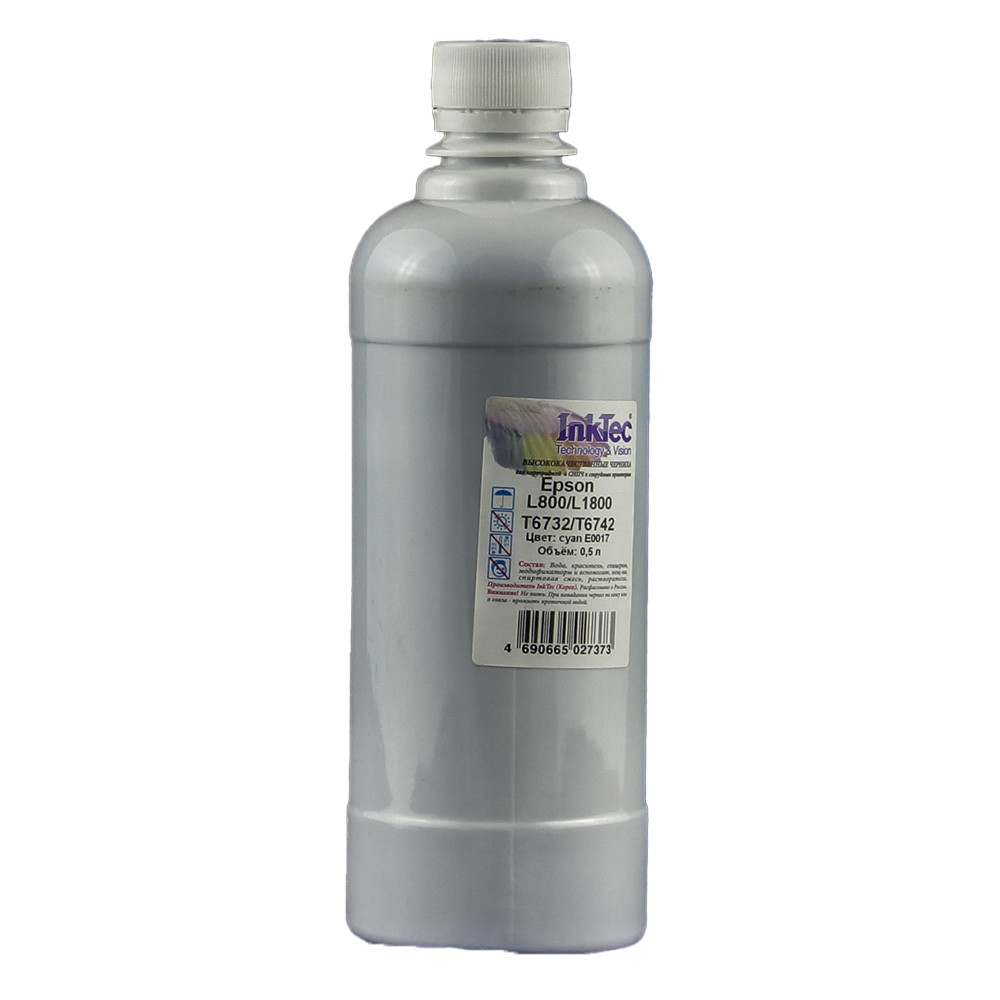 Чернила InkTec (E0017) для Epson L800/L1800 (T6732/ T6742), C, 0,5 л., E0017-LC