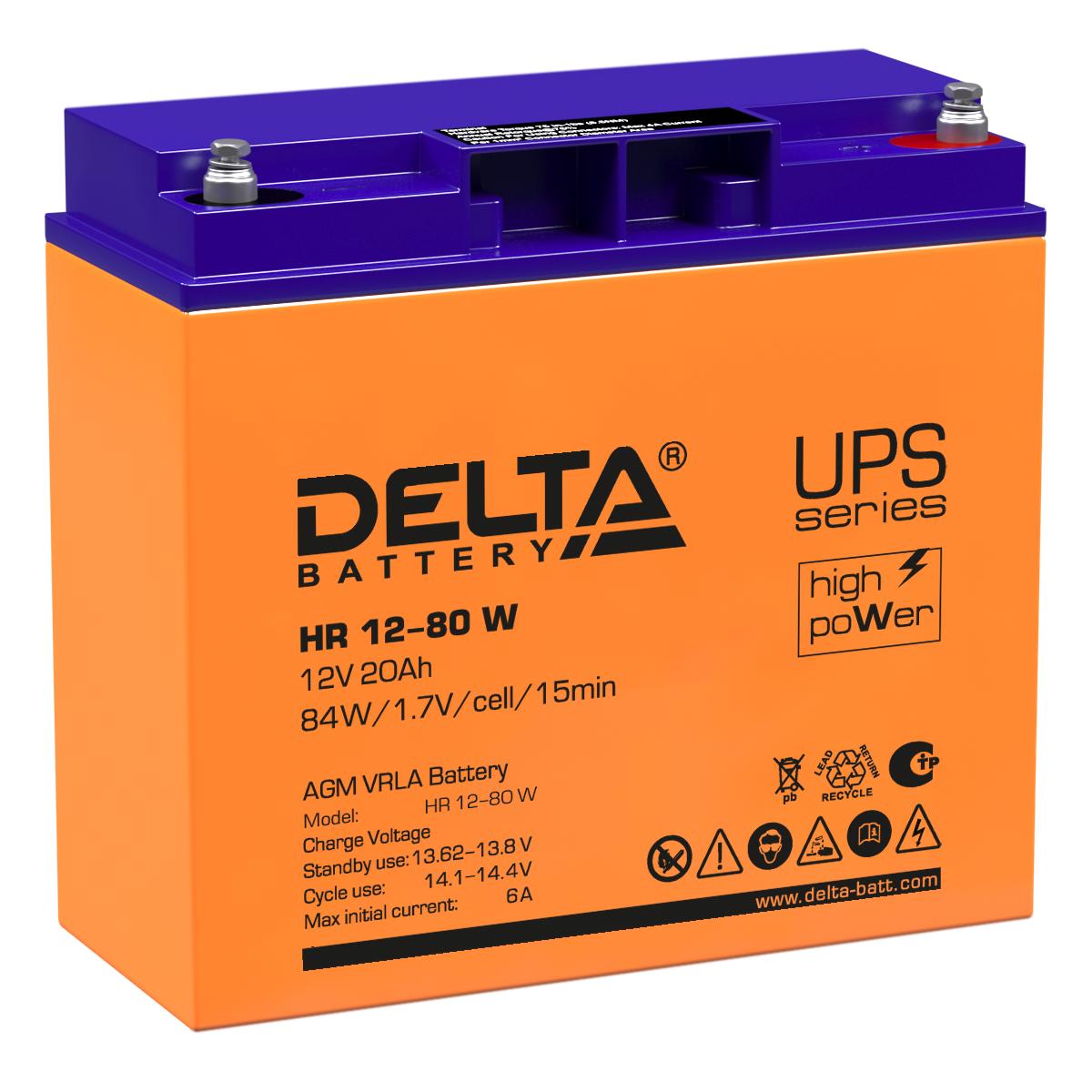 Аккумуляторная батарея DELTA BATTERY HR 12-80 W, 4614010630007