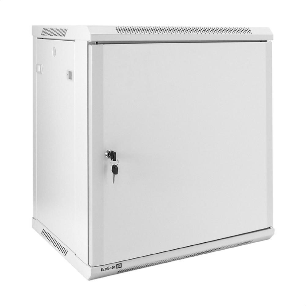 Exegate EX298615RUS Шкаф телекоммуникационный 19" настенный 12U ExeGate EC-WM-12U.450.M.GREY (19”, 12U, 600x450x635mm (ШхГхВ), передняя дверь металл, съемные боковые панели, пыле- и влагозащита IP23, 