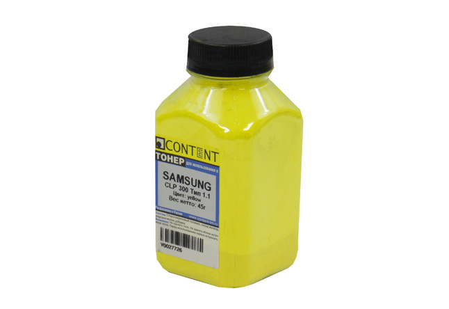 Тонер Content для Samsung CLP-300, Тип 1.1, Y, 45 г, банка, 9802503361