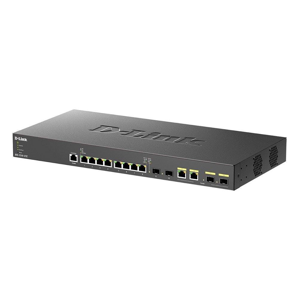 D-Link DXS-1210-12TC/B1A PROJ Управляемый L2+ коммутатор с 8 портами 10GBase-T, 2 портами 10GBase-X SFP+ и 2 комбо-портами 10GBase-T/SFP+