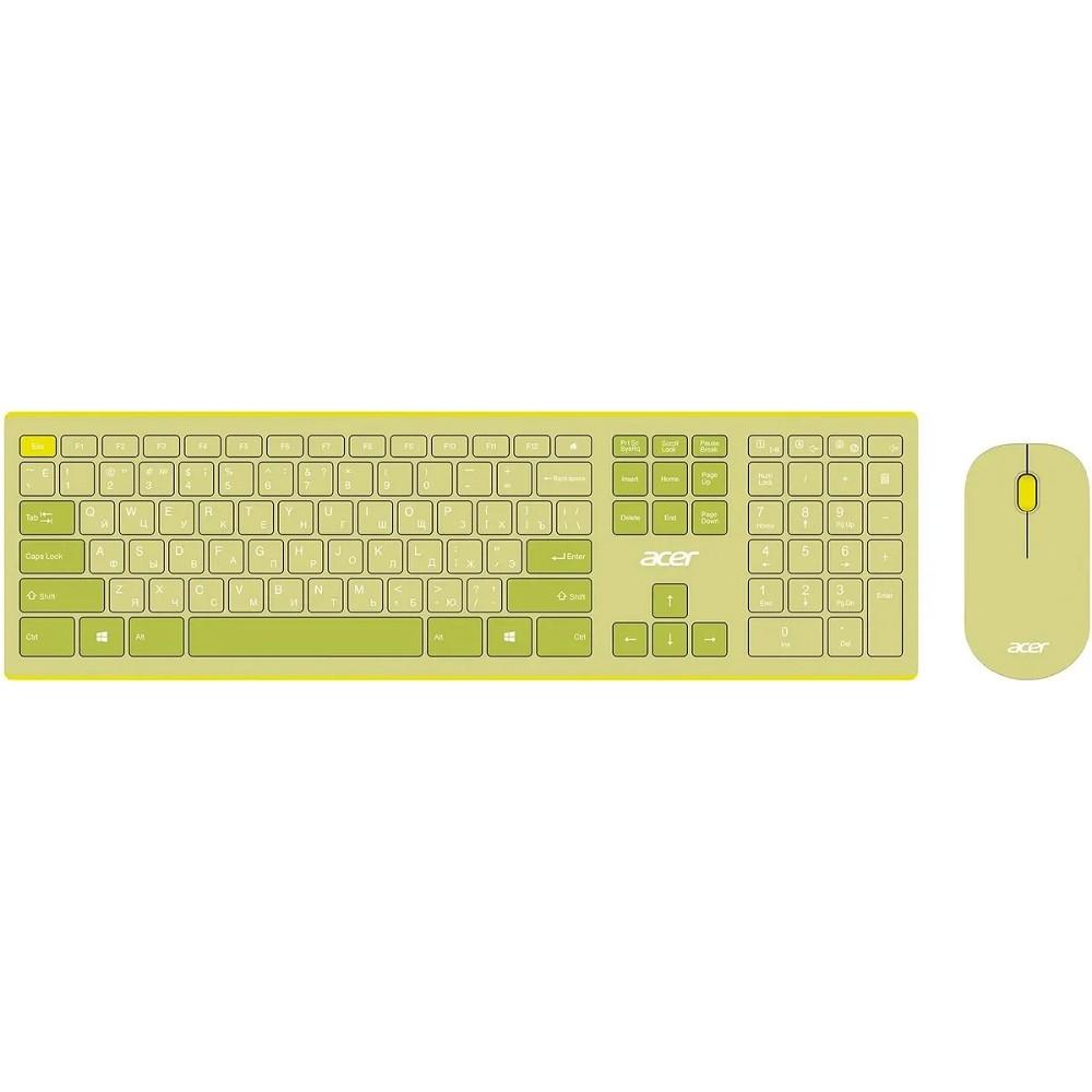 Acer OCC205 [ZL.ACCEE.00E] Комплект (клавиатура+мышь) клав:зеленый/желтый мышь:зеленый/желтый USB беспроводная slim 