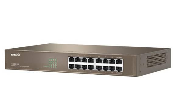 Tenda TEG1016D Коммутатор неуправляемый, 16 портов, 16x1 Гбит/с, настольный, металлический корпус