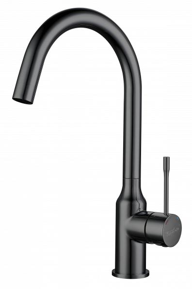 RIVELATO 1923502 PVD black однорычажный смеситель для кухни Garda С-обр. D-35мм, поворотный излив, материал: латунь, цвет: черный