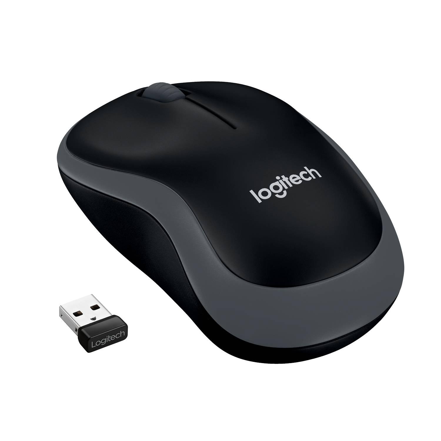 Logitech Мышь беспроводная M185 Grey, оптическая, 1000 dpi, радиоканал 10 м, серый/чёрный., 910-002238