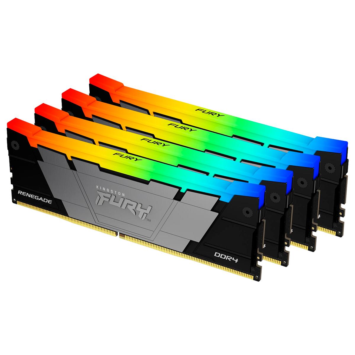 Память оперативная/ Kingston 32GB 3600MT/s DDR4 CL16 DIMM (Kit of 4) FURY Renegade RGB, KF436C16RB2AK4/32