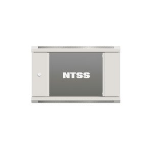 NTSS Шкаф настенный телекоммуникационный NTSS W 6U 600х450х370мм, 2 профиля 19, дверь стеклянная, боковые стенки съемные, задняя стенка, разобранный, серый RAL 7035 NTSS-W6U6045GS-2 (УТ000016830)