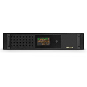 Exegate EX293851RUS ИБП ExeGate ServerRM UNL-2000.LCD.AVR.2SH.3C13.USB.2U <2000VA/1200W, Color LCD, AVR, 2*Schuko+3*C13, USB, 2U, установка в стойку, Black>
