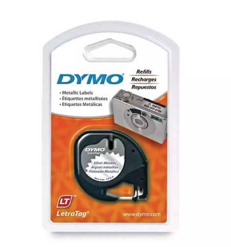 Лента  DYMO для LT-100H 12мм х4 м, пластиковая, белая, шрифт черный,  1 шт в блистере 91221