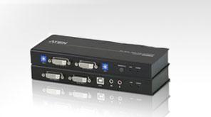 Удлинитель ATEN USB DVI Dual View Cat 5 KVM Extender (1024 x 768@60m), CE604-AT-G