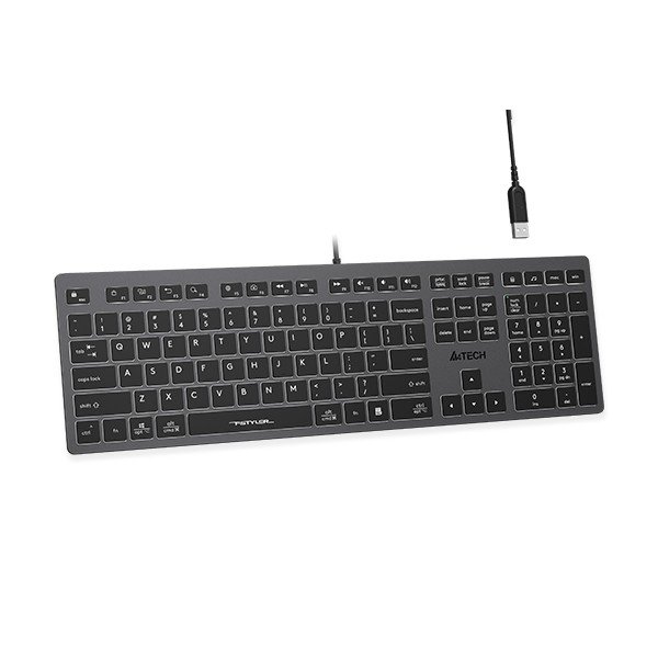 Клавиатура A4Tech Fstyler FX60H серый USB slim LED (FX60H GREY/NEON) [FX60H GREY/NEON]