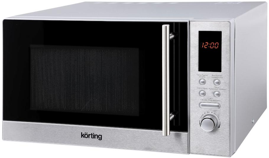 Микроволновая печь Korting/ 29.6х48.5х36.7 см, 23 л, 800 Вт, гриль: 1000 Вт, электронное управление, LED дисплей, 8 автопрограмм, нержавеющая сталь, KMO 823 XN