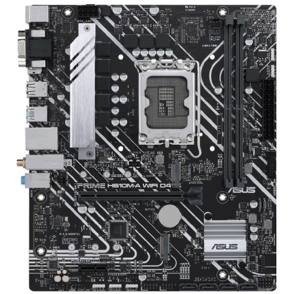 ASUS PRIME H610M-A WIFI D4 (Socket 1700, mATX, 2xDDR4(64GB), VGA/HDMI/DP, 1xPCIe 4.0x16/1xPCIe 3.0, 1xLAN, Wi-Fi, BT, 4xSATA 6Gb/s, 2xM.2, 2xUSB 3.2, 4xUSB 2.0, 2xPS/2)