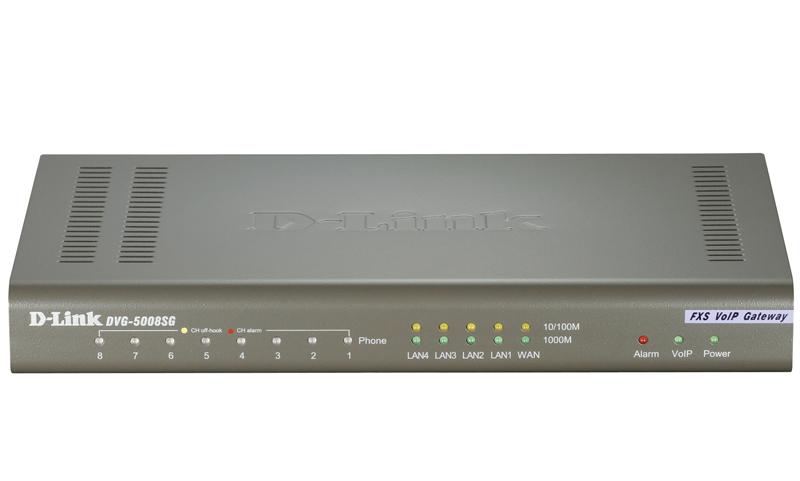 Шлюз VoIP/ 8-ports FXS RJ-11, 1-port 10/100/1000BASE-TX Gigabit Ethernet WAN, 4-ports 10/100/1000BASE-TXGigabit Ethernet port LAN SIP VoIP Gateway, DVG-5008SG/A1A
