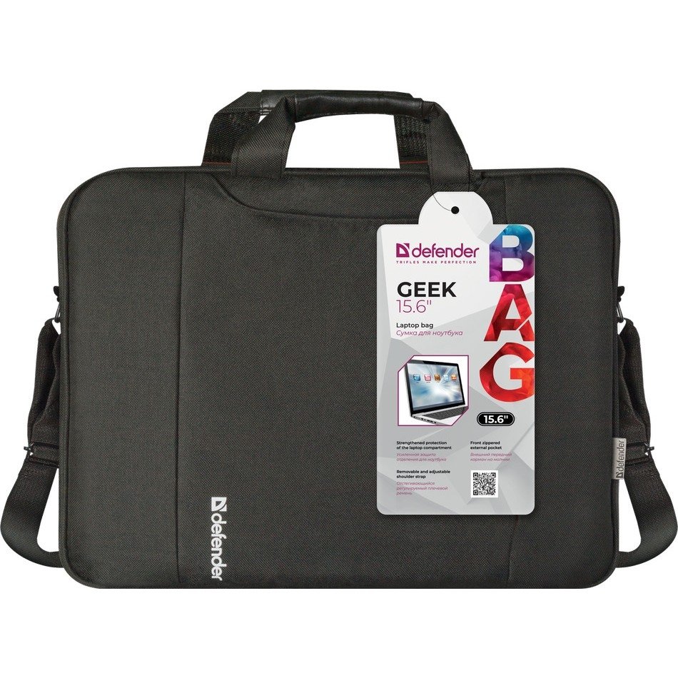 Сумка для ноутбука Defender Geek 15.6" черный, карман (26084)