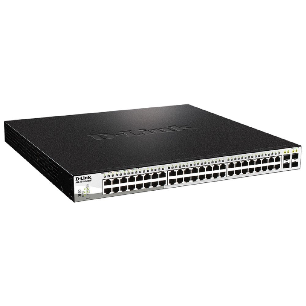 D-Link DGS-1210-52MPP/E2A PROJ Управляемый L2 коммутатор с 48 портами 10/100/1000Base-T и 4 портами 1000Base-X SFP (порты 1-48 PoE 802.3af/at, PoE-бюджет 740 Вт)