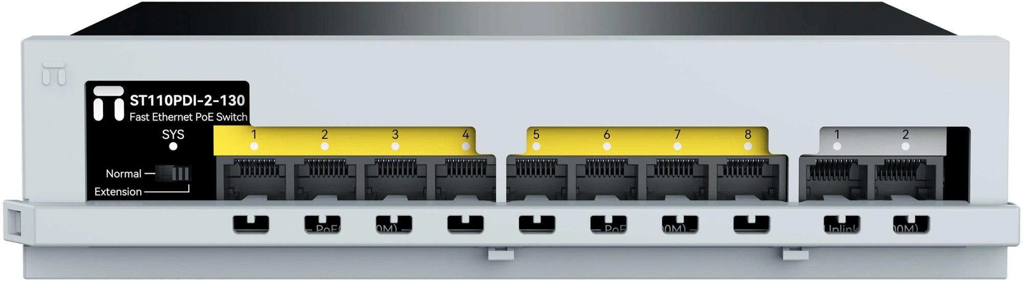 Netis ST110PDI-2-130 Коммутатор неуправляемый (L2), 8x100 Мбит/с, SFP/uplink RJ-45 2x100 Мбит/с, PoE 8x30 Вт (до 130 Вт)