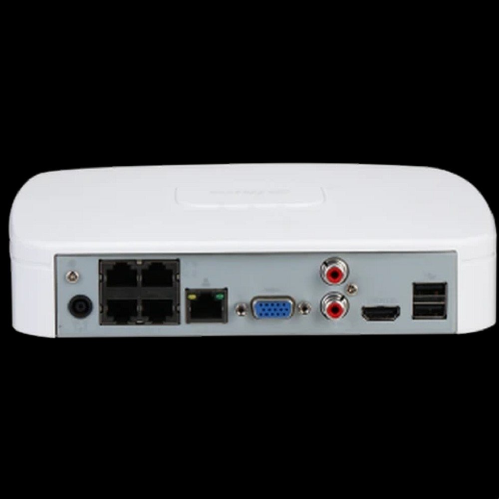 DAHUA DHI-NVR2104-P-I2 4-канальный IP-видеорегистратор с PoE, 4K и H.265+, видеоаналитика, входящий поток до 80Мбит/с, 1 SATA III до 10Тбайт