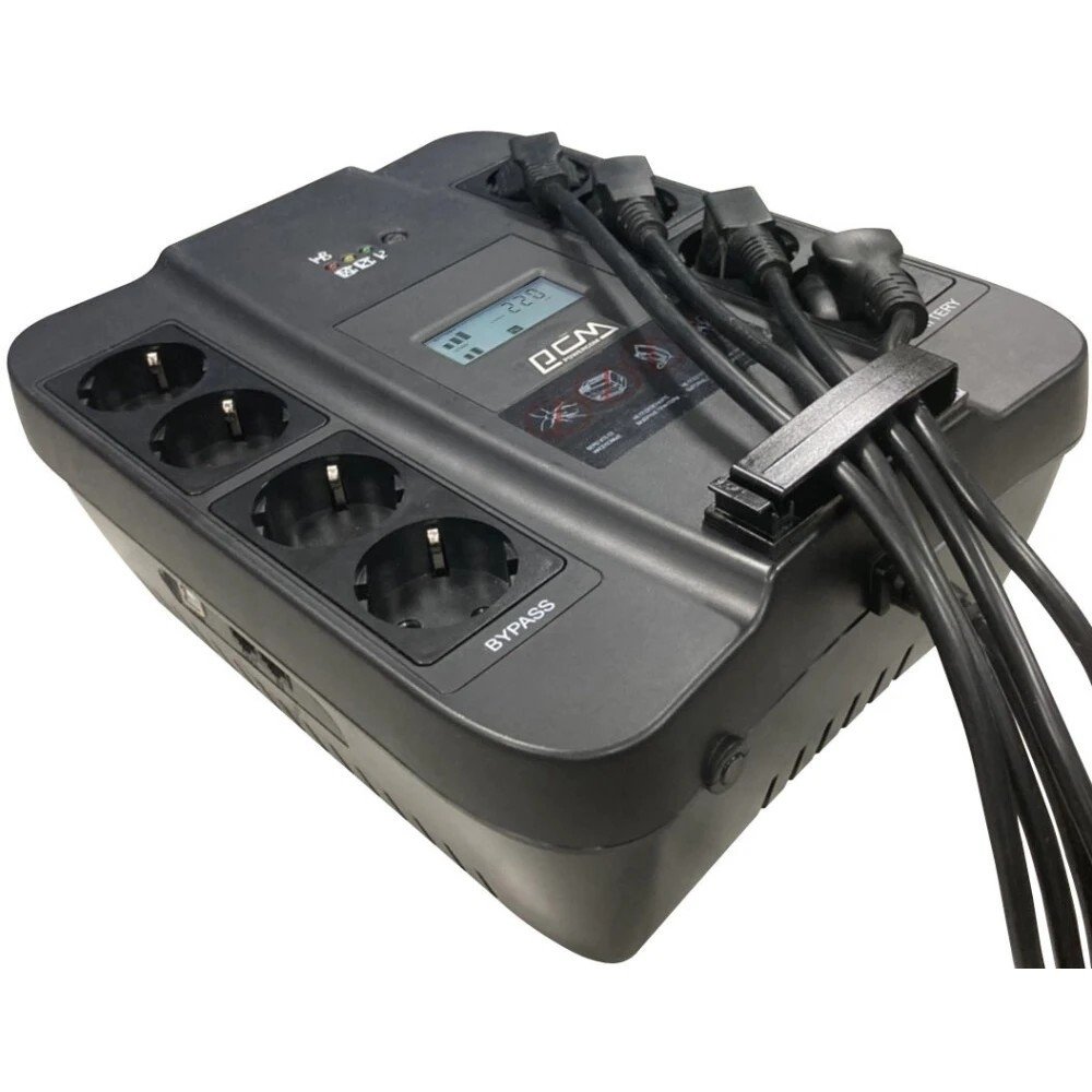 PowerCom Spider SPD-1100U LCD USB ИБП {Line-Interactive, 1100VA / 605W, 8xEURO: 4 с резервным питанием, 4 с фильтрацией, USB/USB-порт зарядки 2.4 А} (1452054)