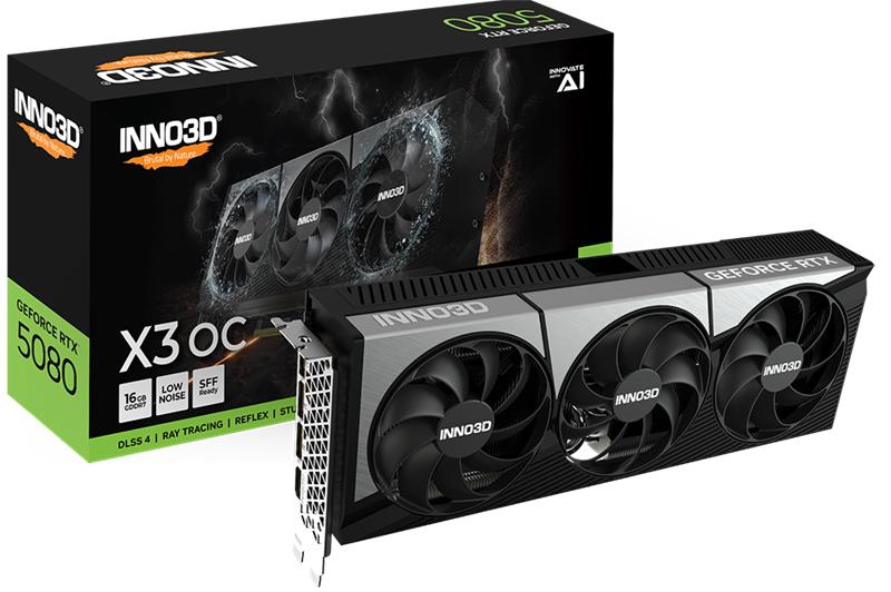 Видеокарта INNO3D RTX 5080 X3 OC//RTX5080, HDMI, DP*3, 16G,D7, N50803-16D7X-17603930