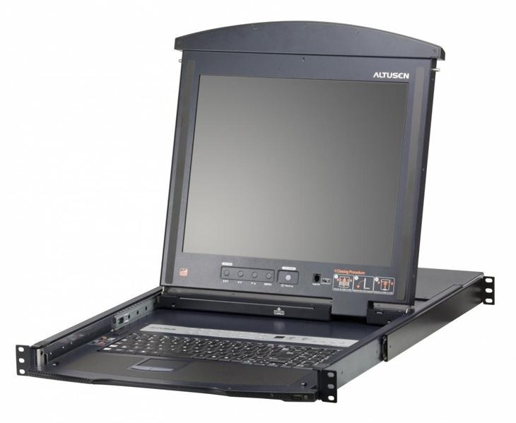 КВМ переключатель ATEN 16P CAT-5 HIGH DENSITY DUAL RAIL LCD KVM, KL1516AM-AXA-RG