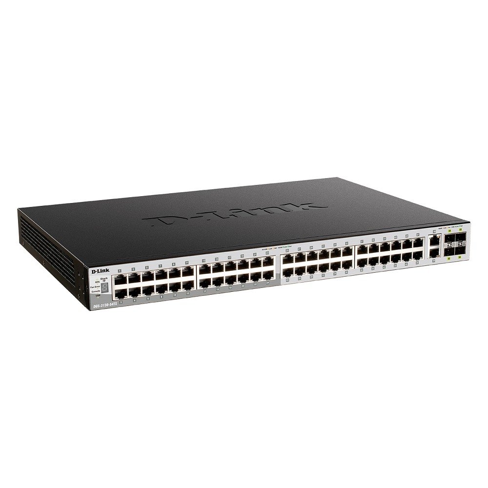 D-Link DGS-3130-54TS/B1A PROJ Управляемый L3 стекируемый коммутатор с 48 портами 10/100/1000Base-T, 2 портами 10GBase-T и 4 портами 10GBase-X SFP+