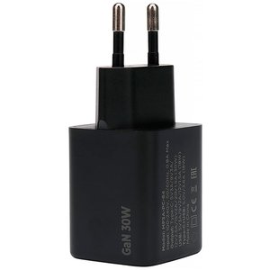 Cablexpert зарядное устройство 30Вт GaN, 3А, QC4.0/PD, 1xUSB, 1xType-C, черный, пакет (MP3A-PC-64)