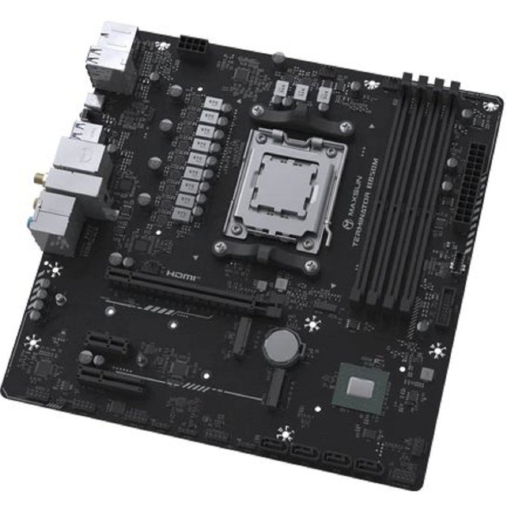 MAXSUN MS-Terminator B850M WIFI (Socket AM5, mATX, 4*DDR5(192Gb), DP/HDMI,  4*SATA3, 2*M.2,  1*PCIEx16/1*PCIEx4/1*PCIEx1, 4*USB2.0, 4*USB 3.0, 1*Type-C, LAN 1*2,5G, Bluetooth,  Wi-Fi 802.11ax, RTL)