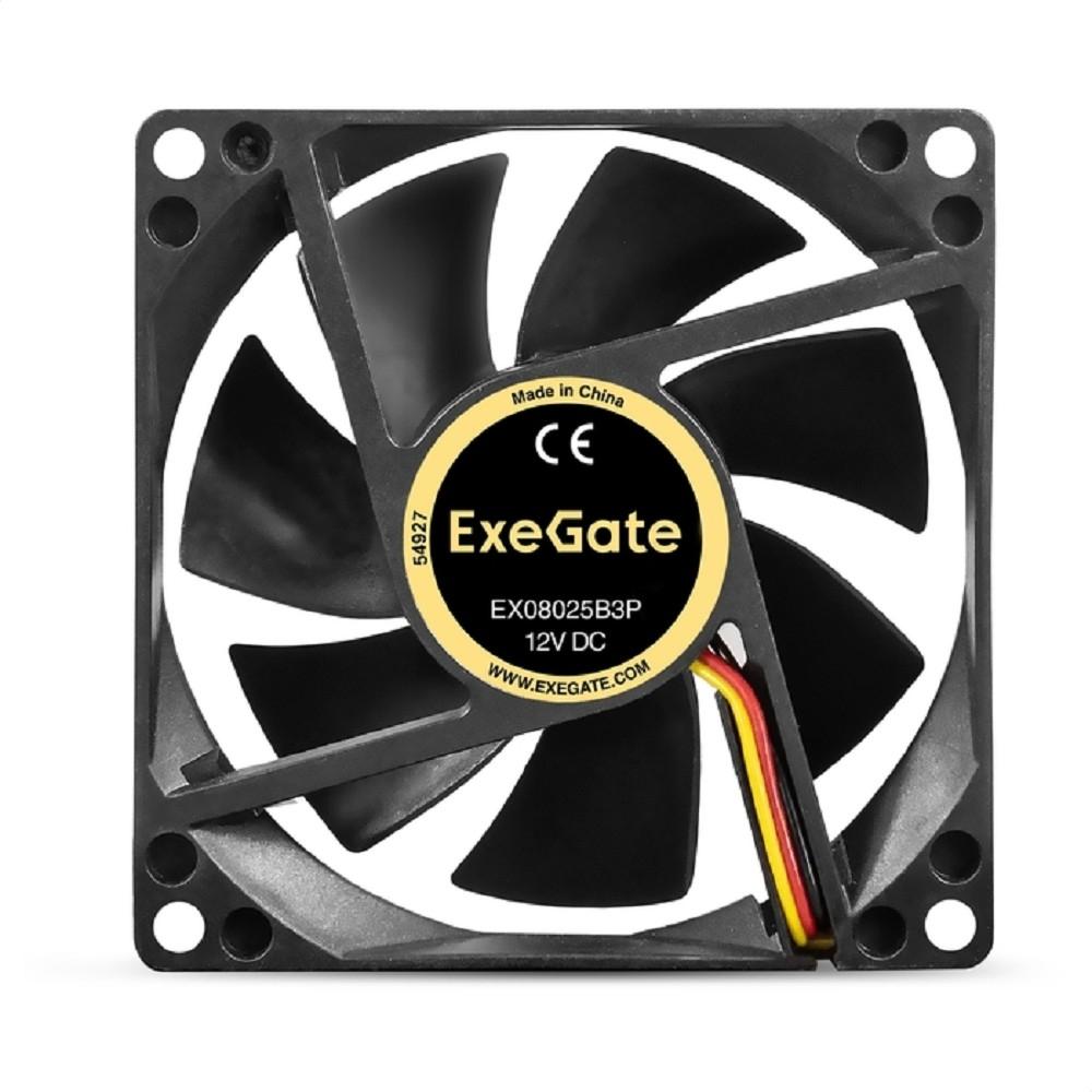 Exegate EX297048RUS Вентилятор 12В DC ExeGate EX08025B3P (80x80x25 мм, 2-Ball (двойной шарикоподшипник), 3pin, 2000RPM, 19dBA)