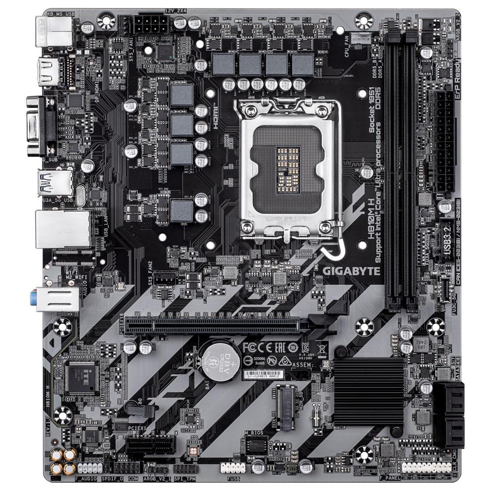 Gigabyte H810M H {Socket 1851, Intel®H810, 2xDDR5-6400, D-SUB+HDMI, 1xPCI-Ex16, 1xPCI-Ex1, 4xSATA3(RAID 0/1/5/10), 1xM.2, 8Ch Audio, GLan, (5+2)xUSB2.0, (1+2)xUSB3.2, (0+1)xUSB Type-C™, mATX}