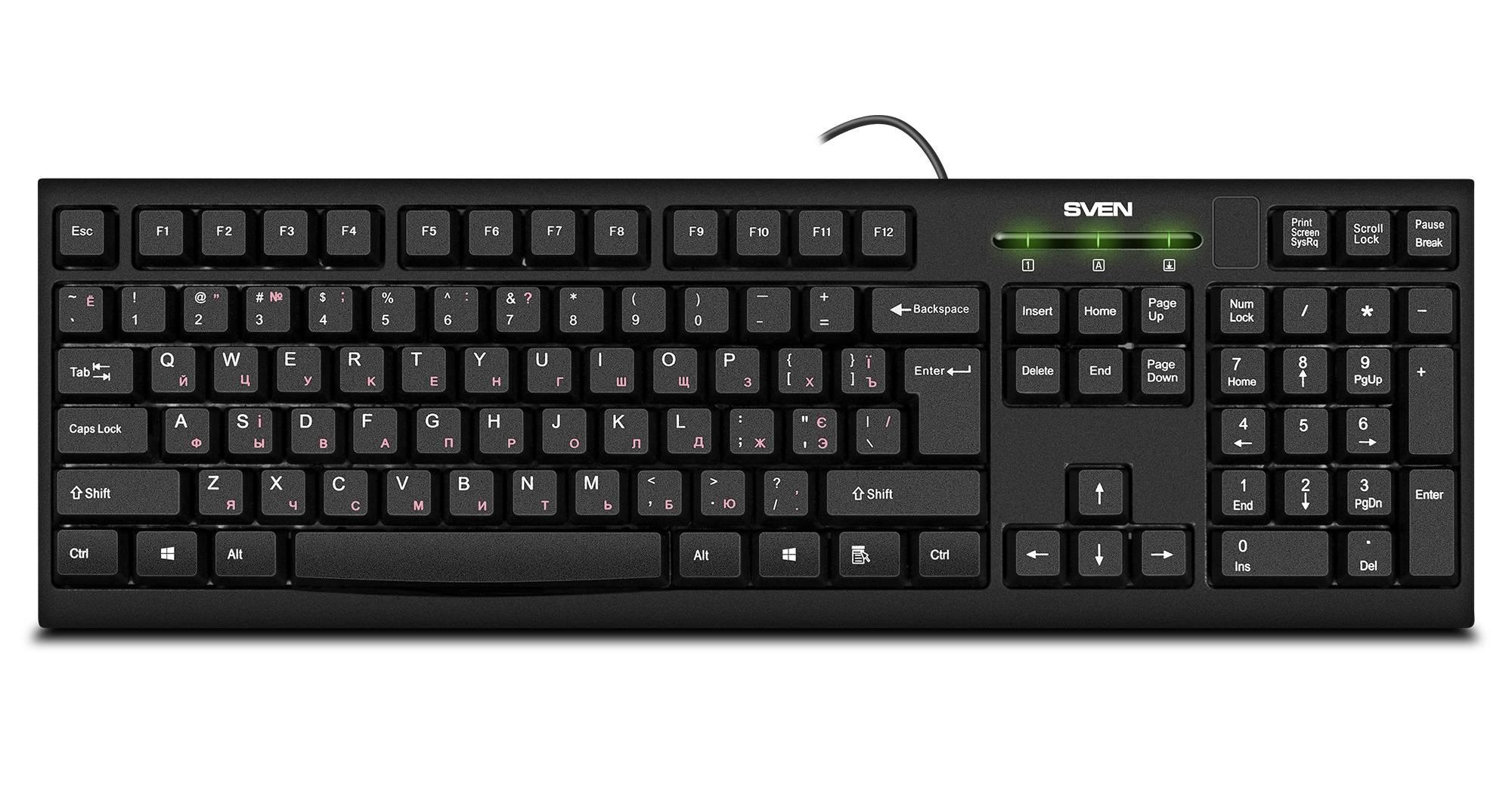 SVEN Клавиатура проводная KB-S300 чёрная (104 кл.), SV-015756