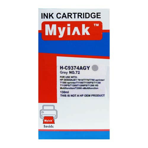 Картридж для (HP 72) DesignJet SD Pro MFP, T610, T620, T770, T790, T1100, T1100 MFP, T1100ps, T1120, T1120hd, T1120sd, T1200, T1200hd, T1200ps, T1300, T2300 eMFP, T2300ps eMFP C9374A Grey (130ml, Dye) MyInk