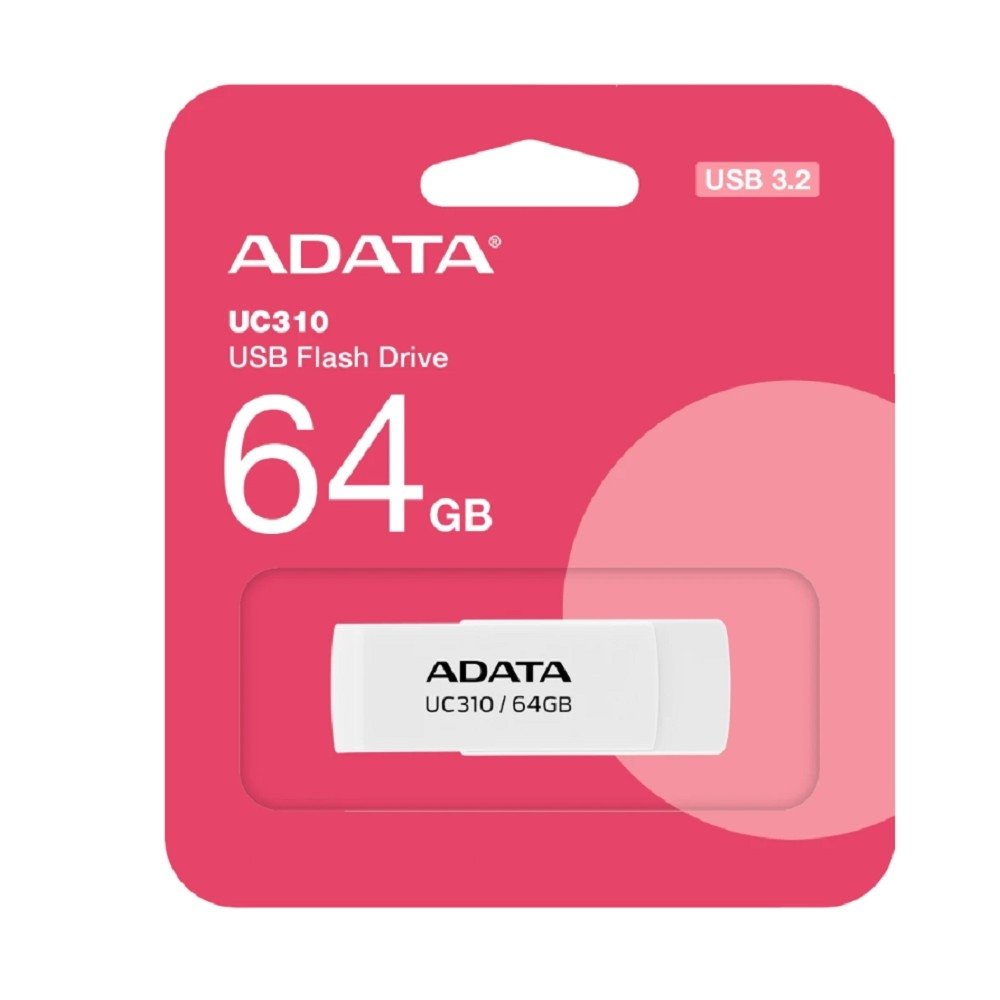 A-DATA Flash Drive 64GB USB WHITE UC310-64G-RWH ADATA