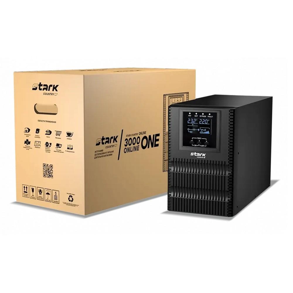 ИБП STARK SC 3000 ONLINE ONE {3000ВА/3000Вт, Online, на пол, 110-300В, 3хЕВРО, Smart-slot/USB/RS232/EPO, БЕЗ АКБ - внеш 8x 4,5-240Ач}{00-00017191}