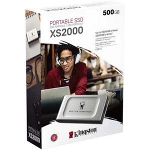 Kingston Portable SSD 500GB [SXS2000/500GA] External XS2000 BOC,, Type-C, USB 3.2 Gen 2x2, R/W 2000/2000MB/s, IP55, 70x33x14mm, Silver (60 мес)