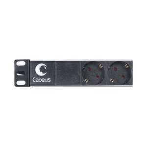 Cabeus PDU-6P-2IEC Блок евророзеток для 19" шкафов, горизонтальный, 6 розеток, 10 A, без выключателя, алюминиевый корпус, шнур 2 м, вилка IEC 320 C14
