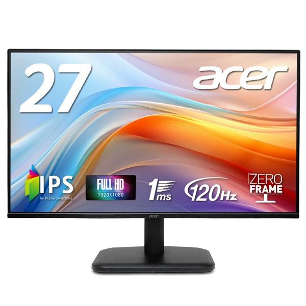 Монитор 27'' ACER EK271Gbmix IPS, 1920x1080, 1ms, 250cd, 120Hz, 1xVGA + 1xHDMI(1.4) + SPK + Audio In/Out, Speakers 2Wx2, sync: FreeSync, Vesa:100x100, UM.HE1CD.G02
