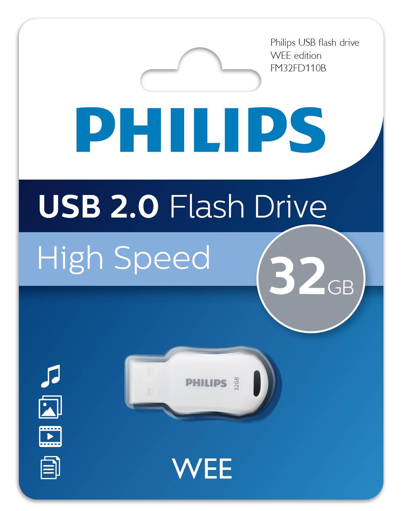 Флеш накопитель 32GB PHILIPS WEE 2.0 32GB, USB 2.0, FM32FD110B/97