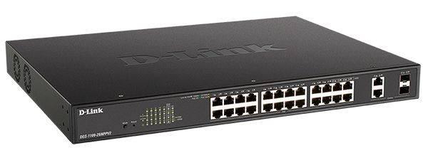 D-Link DGS-1100-26MPPV2/A3A Настраиваемый L2 коммутатор с 24 портами 10/100/1000Base-T и 2 комбо-портами 1000Base-T/SFP
