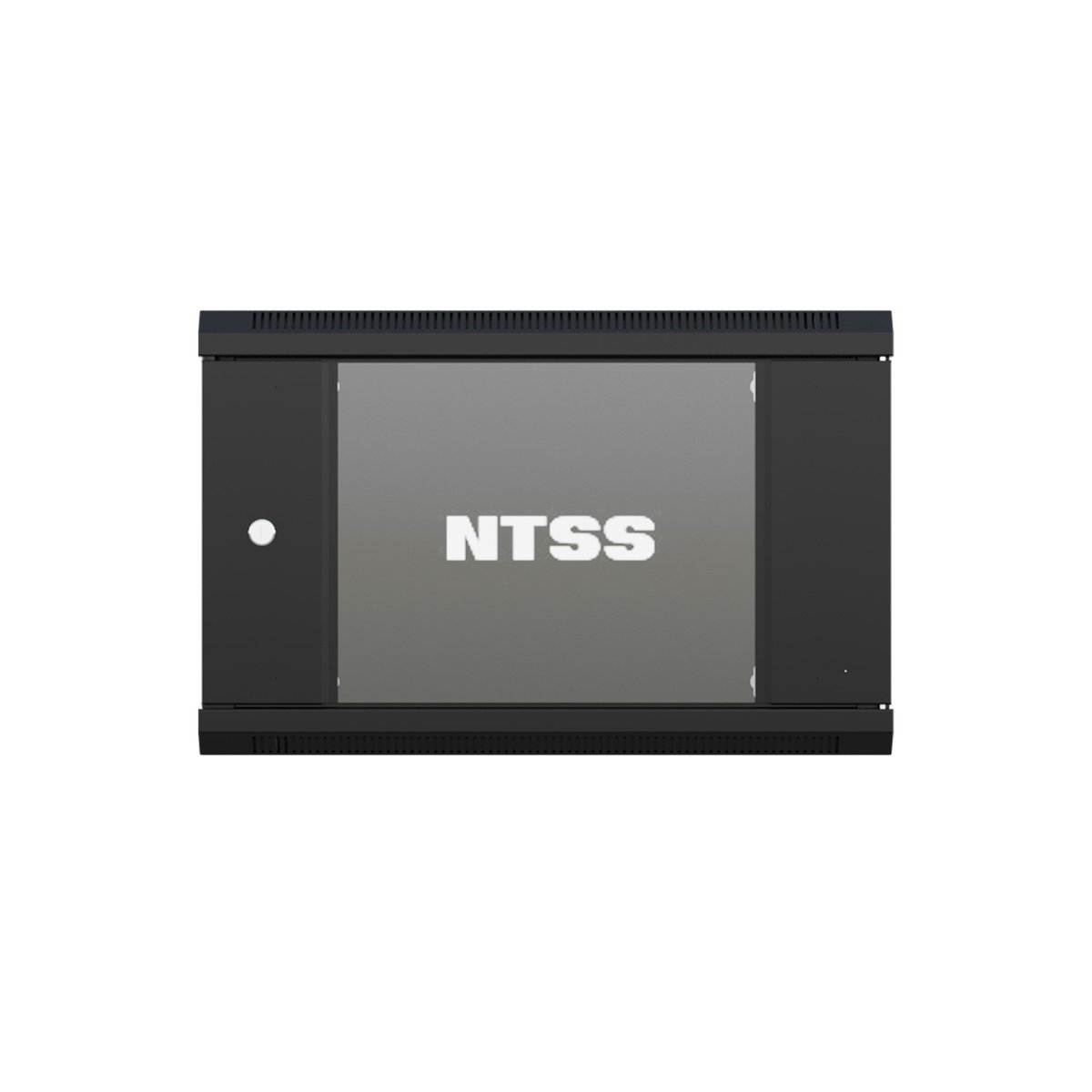 NTSS Шкаф настенный телекоммуникационный NTSS W 6U 600х600х370мм, 2 профиля 19, дверь стеклянная, боковые стенки съемные, задняя стенка, разобранный, черный RAL 9005 NTSS-W6U6060GS-BL