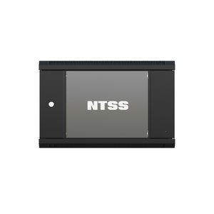 NTSS Шкаф настенный телекоммуникационный NTSS W 6U 600х600х370мм, 2 профиля 19, дверь стеклянная, боковые стенки съемные, задняя стенка, разобранный, черный RAL 9005 NTSS-W6U6060GS-BL