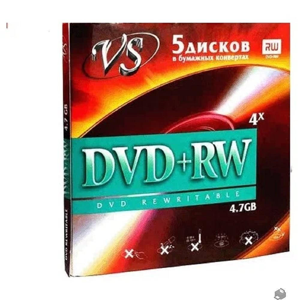 VS DVD+RW 4,7 GB 4x конверт/5 (620588), VSDVDPRWK501
