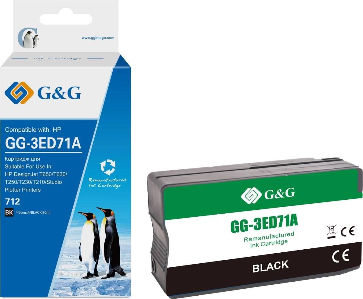 Картридж струйный G&G, аналог HP 3ED71A черный 80ml с чипом, GG-3ED71A